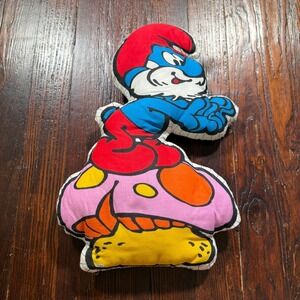 Vintage 70s Smurfs Pillow Papa Smurf Mushroom Peyo SEPP